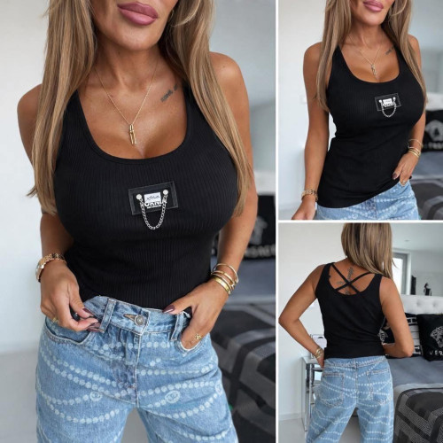 Dámska móda, doplnky - Tielko vzadu krížené Fornia - čierne