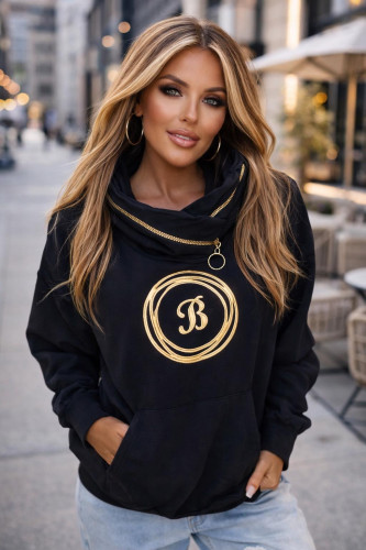 Dámska móda, doplnky - Dámska mikina s vyšitým znakom B - čierna