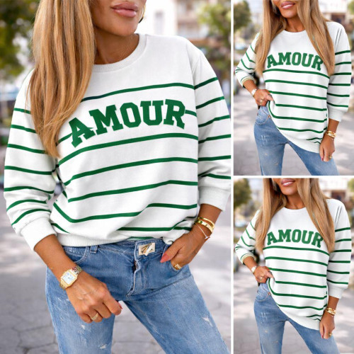 Dámska móda, doplnky - Mikina Amour - zelené pruhy