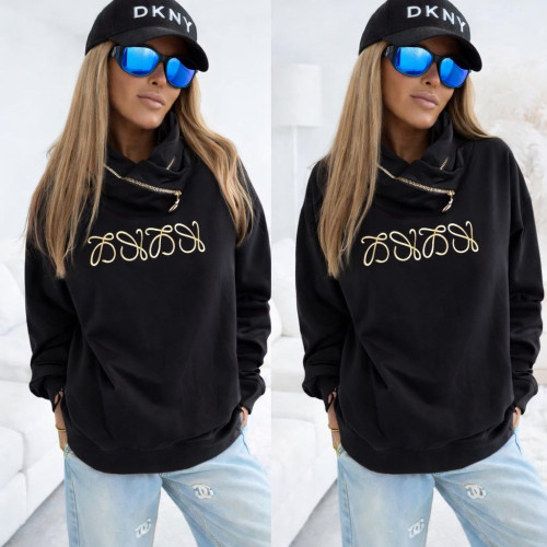 Dámska móda, doplnky - Mikina vyšité znaky - čierna