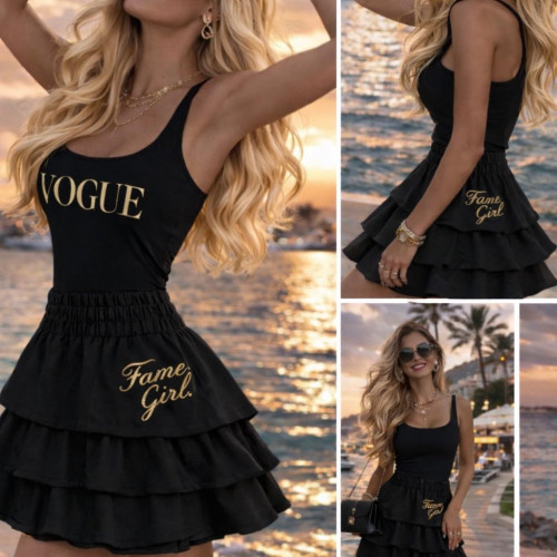 Dámska móda, doplnky - Trendy volániková sukienka - čierna