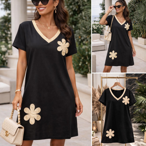 Dámska móda, doplnky - Luxusná bavlnená šatovka Gold - čierna