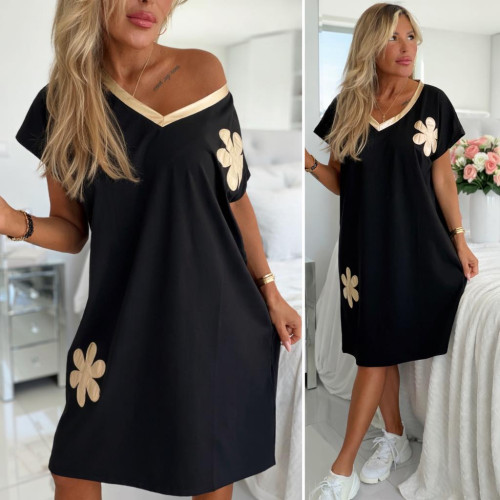 Dámska móda, doplnky - Luxusná bavlnená šatovka Gold - čierna