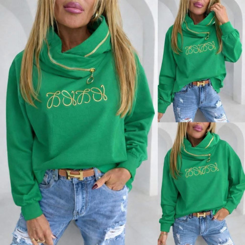 Dámska móda, doplnky - Mikina vyšité znaky - zelená