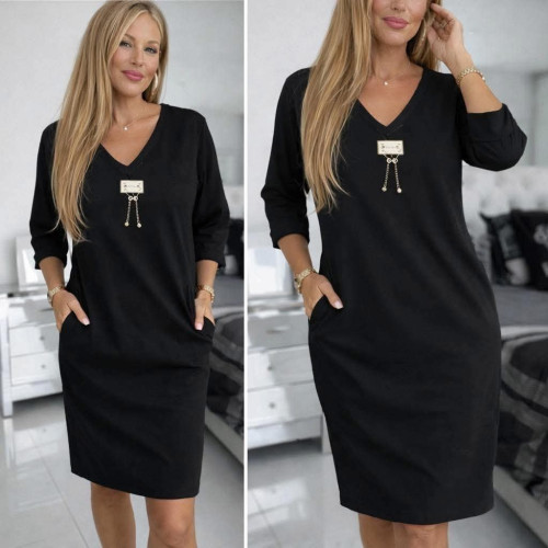 Dámska móda, doplnky - Športová dlhá šatovka s plieškom - čierna