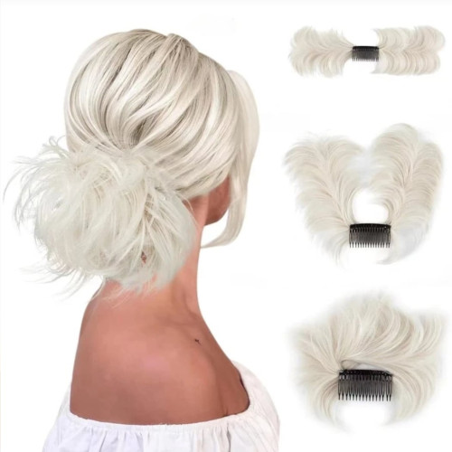 Predlžovanie vlasov, účesy - Chaotický tvarovateľný drdol na hrebeni