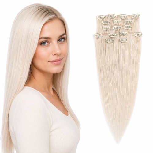 Predlžovanie vlasov, účesy - Clip in vlasy 45 cm ľudské - Remy 70g - odtieň 60