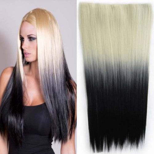 Predlžovanie vlasov, účesy - Clip in vlasy - 60 cm dlhý pás vlasov - ombre štýl - odtieň 613 T Black
