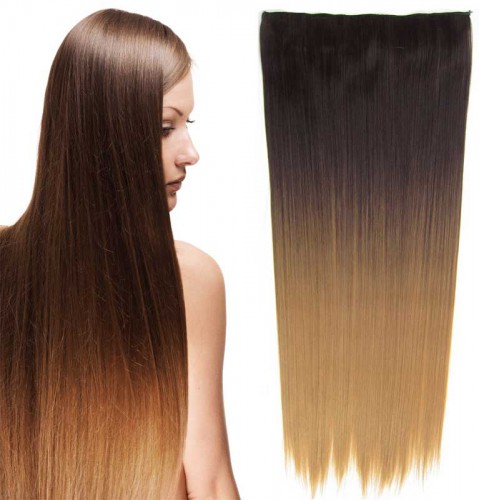 Predlžovanie vlasov, účesy - Clip in vlasy - rovný pás - ombre - odtieň 4 T 27