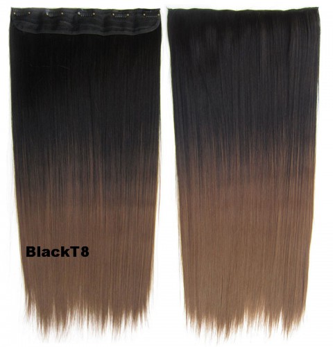 Predlžovanie vlasov, účesy - Clip in vlasy - rovný pás - ombre - odtieň Black T 8