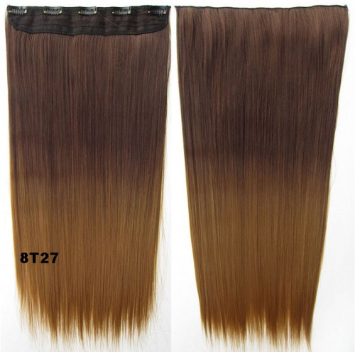 Predlžovanie vlasov, účesy - Clip in vlasy - rovný pás - ombre - odtieň 8 T 27