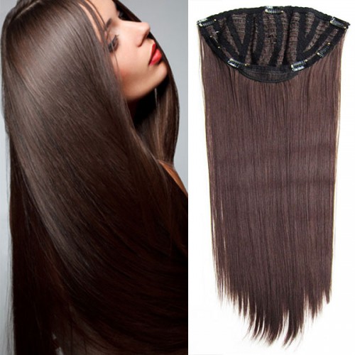 Predlžovanie vlasov, účesy - Clip in pás - Jessica 65 cm rovný  - 4 - hnedý