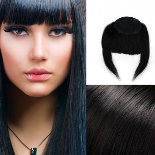 Predlžovanie vlasov, účesy - Clip in ofina - REMY 100% ľudské vlasy - 1# - čierna