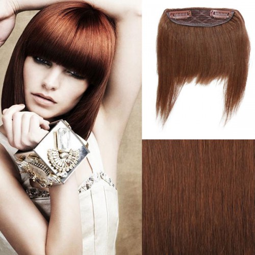 Predlžovanie vlasov, účesy - Clip in ofina - REMY 100% ľudské vlasy - 6 - hnedá