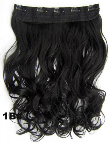 Predlžovanie vlasov, účesy - Clip in vlasový pás - lokne 55 cm - odtieň 1B - čierna