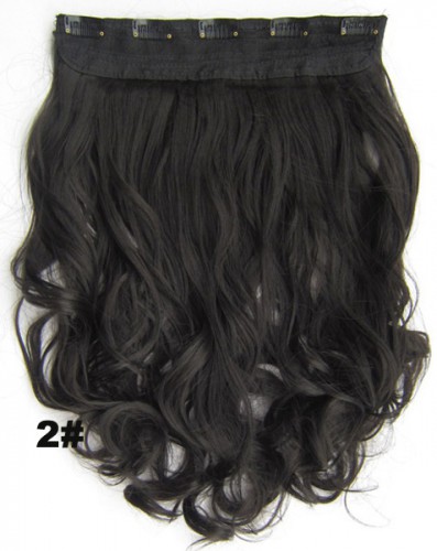 Predlžovanie vlasov, účesy - Clip in vlasový pás - lokne 55 cm - odtieň 2 - čiernohnedá