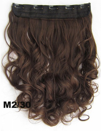 Predlžovanie vlasov, účesy - Clip in vlasový pás - lokny 55 cm - odstín 2/30 - hnědá