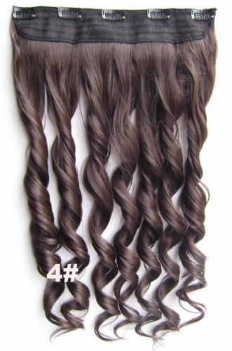 Predlžovanie vlasov, účesy - Clip in vlasový pás - lokne 55 cm - odtieň 4 - tmavo hnedá