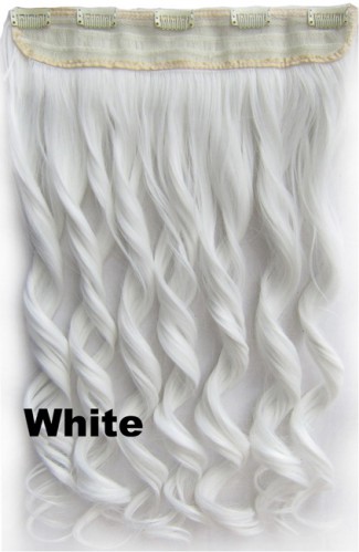 Predlžovanie vlasov, účesy - Clip in pás vlasov - kučery 55 cm - odtieň - biely