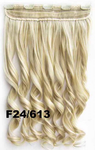 Predlžovanie vlasov, účesy - Clip in vlasový pás - lokne 55 cm - odtieň F24/613 - mix blond