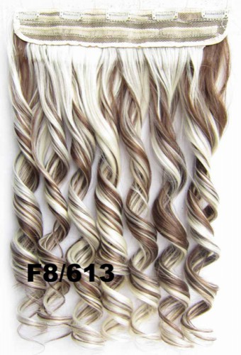 Predlžovanie vlasov, účesy - Clip in pás vlasov - kučery 55 cm - odtieň F8/613
