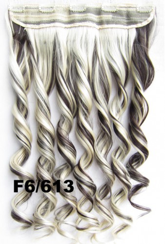 Predlžovanie vlasov, účesy - Clip in vlasový pás - lokne 55 cm - odtieň 6/613 - melír