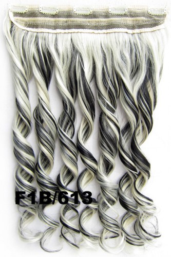 Predlžovanie vlasov, účesy - Clip in vlasový pás - lokne 55 cm - odtieň 1B / 613 - melír