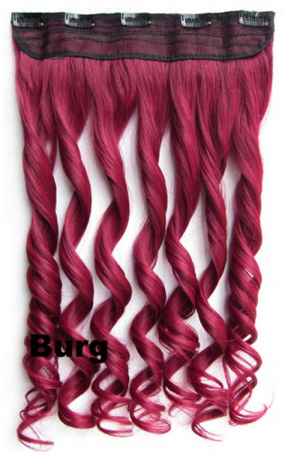 Predlžovanie vlasov, účesy - Clip in pás vlasov - kučery 55 cm - odtieň BURG