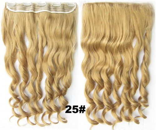 Predlžovanie vlasov, účesy - Clip in vlasový pás - lokne 55 cm - odtieň 25 - mandľová