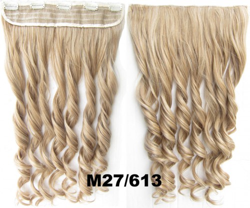 Predlžovanie vlasov, účesy - Clip in pás vlasov - kučery 55 cm - odtieň M27/613