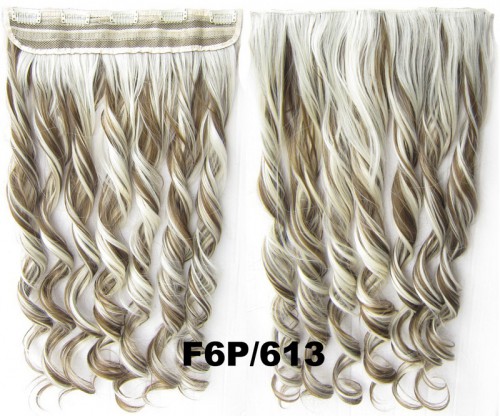 Predlžovanie vlasov, účesy - Clip in pás vlasov - kučery 55 cm - odtieň F6P/613