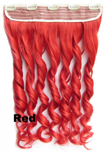Predlžovanie vlasov, účesy - Clip in pás vlasov - kučery 55 cm - odtieň RED