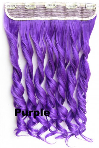 Predlžovanie vlasov, účesy - Clip in pás vlasov - kučery 55 cm - odtieň Purple