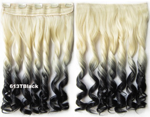 Predlžovanie vlasov, účesy - Clip in vlasy - pás, lokne - ombre - odtieň 613 T Black