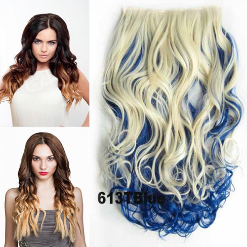 Predlžovanie vlasov, účesy - Clip in vlasy - pás, lokne - ombre - odtieň 613 T Blue