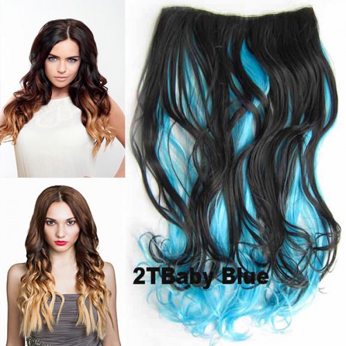 Predlžovanie vlasov, účesy - Clip in vlasy - pás, lokne - ombre - odtieň 2 T Baby Blue