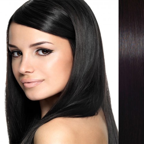 Predlžovanie vlasov, účesy - Clip in vlasy ľudské - Remy 105 g - pás vlasov - 1B - prírodná čierna