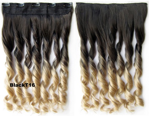 Predlžovanie vlasov, účesy - Clip in vlasy - pás, lokne - ombre - odtieň  Black T 16