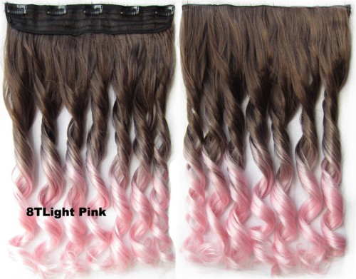 Predlžovanie vlasov, účesy - Clip in vlasy - pás, lokne - ombre - odtieň 8 T LightPink