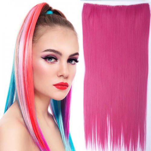 Predlžovanie vlasov, účesy - Clip in vlasy - 60 cm dlhý pás vlasov - ružová peach pink