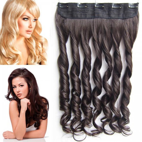 Predlžovanie vlasov, účesy - Clip in vlasový pás - lokne 55 cm - odtieň 6 - hnedá