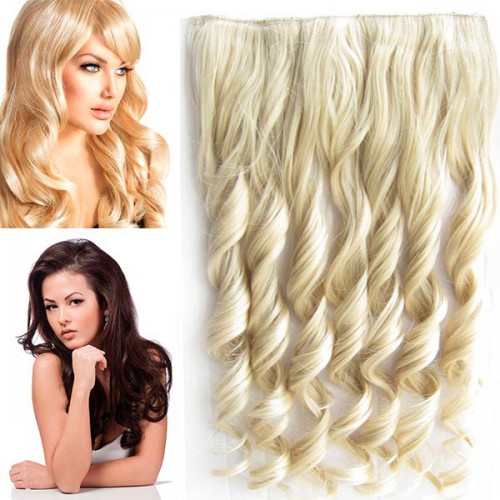 Predlžovanie vlasov, účesy - Clip in vlasový pás - lokne 55 cm - odtieň M22/613 - mix blond