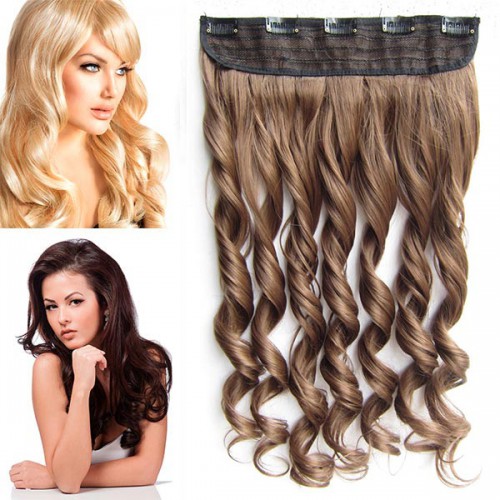 Predlžovanie vlasov, účesy - Clip in vlasový pás - lokne 55 cm - odtieň 10 - svetlo hnedá