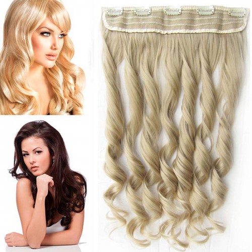 Predlžovanie vlasov, účesy - Clip in vlasový pás - lokne 55 cm - odtieň 24 - popolavá svetlá blond