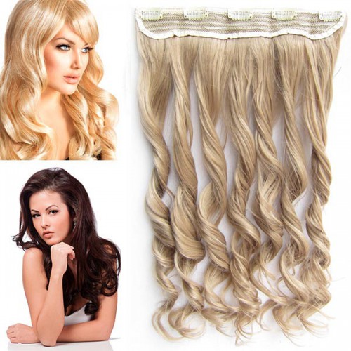 Predlžovanie vlasov, účesy - Clip in vlasový pás - lokne 55 cm - odtieň 16 - popolavá tmavá blond