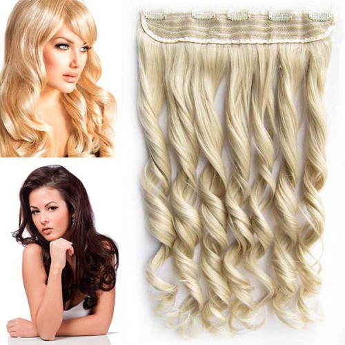 Predlžovanie vlasov, účesy - Clip in vlasový pás - lokne 55 cm - odtieň M24/613 - mix blond