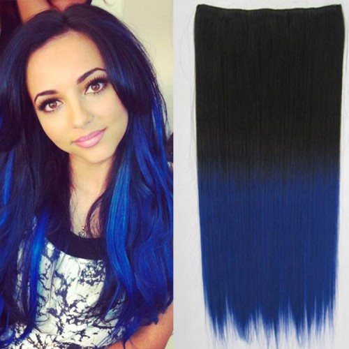 Predlžovanie vlasov, účesy - Clip in vlasy - 60 cm dlhý pás vlasov - ombre štýl - odtieň 2 T Blue