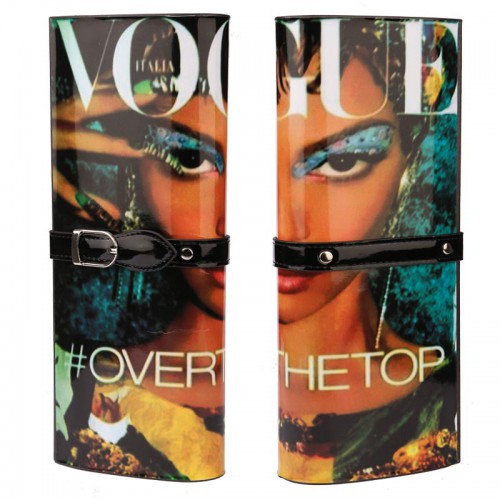 Dámska móda, doplnky - Listová kabelka - dizajn módneho časopisu - čierna Vogue