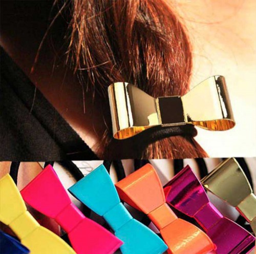 Predlžovanie vlasov, účesy - Spona pre tvorbu copu kovová mašlička v MOCCA farbách
