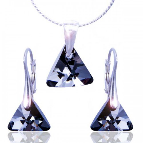 Dámska móda, doplnky - Súprava Swarovski elements - Triangle Silver Night